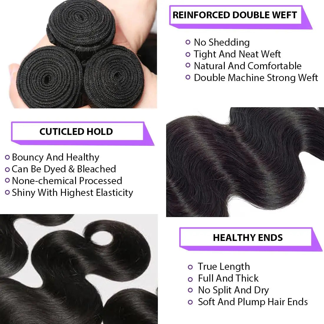 Human Hair Bundles Body Wave Human Hair 1 3 Bundles Human Hair Extensions Real Human Hair Bundles Natural Black Color Bundles