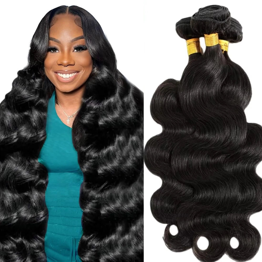 Human Hair Bundles Body Wave Human Hair 1 3 Bundles Human Hair Extensions Real Human Hair Bundles Natural Black Color Bundles