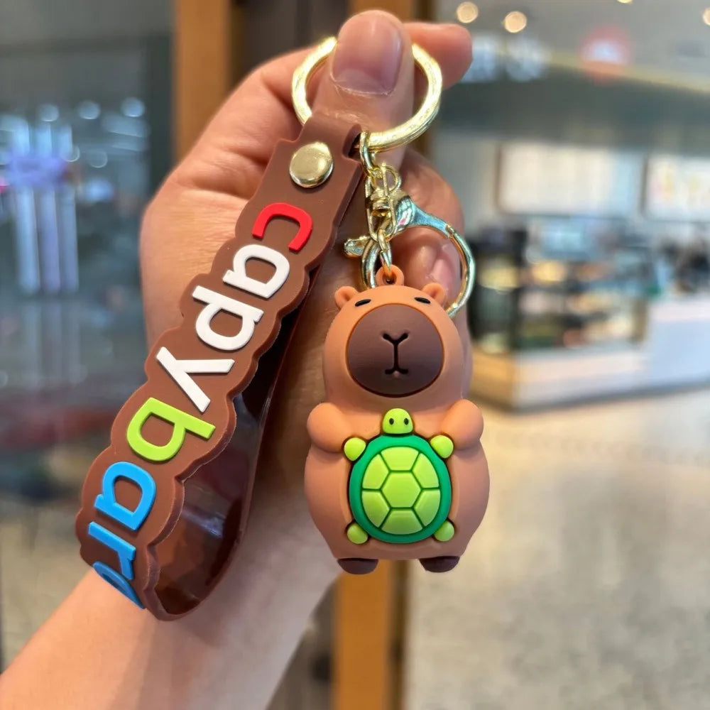 Cute Capybara Animal Keychains For Creative Car Keychain Cartoon Capibala Pendant Women Doll Keyring Charm Holiday Gifts Jewelry