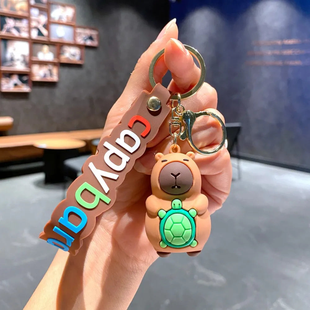 Cute Capybara Animal Keychains For Creative Car Keychain Cartoon Capibala Pendant Women Doll Keyring Charm Holiday Gifts Jewelry