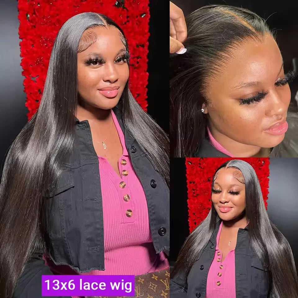 13x4 Bone Straight Human Hair Wigs 13x6 Hd Lace Frontal 40 Inch Straight Transparent Lace 220 Density Human Hair Wig For Women