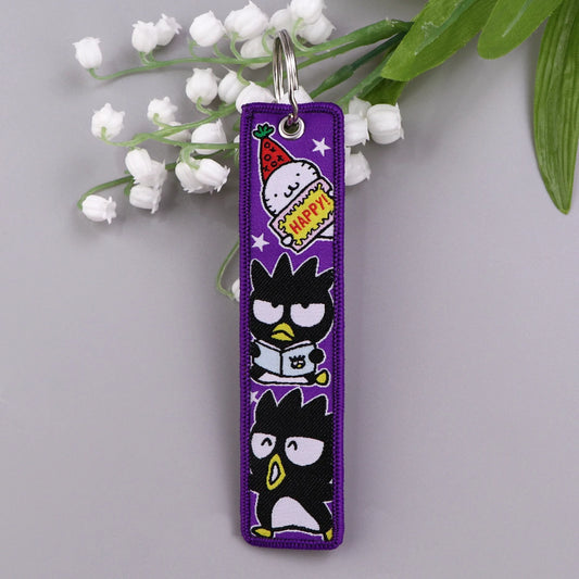 Kawaii Anime Key Chain for Motorcycles and Cars Gifts Cute Key Tags Embroidery Key Pendant Holder Keychain Jewelry