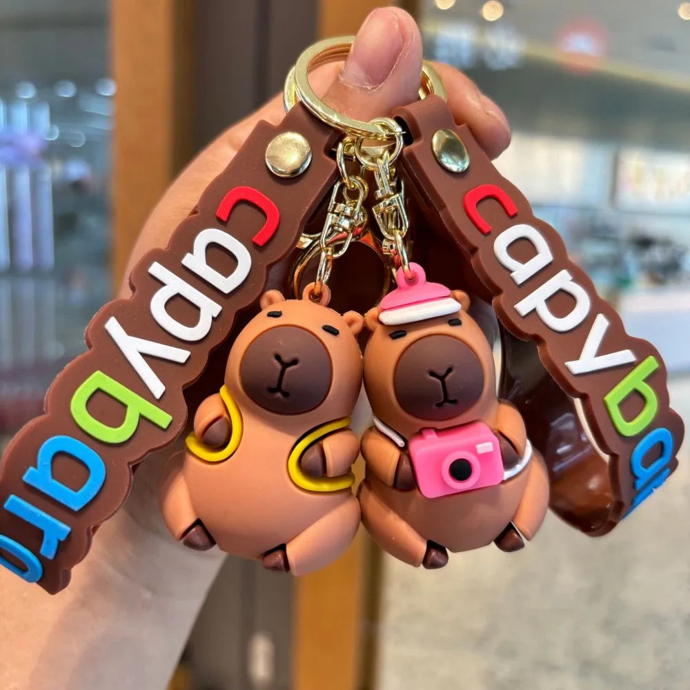 Cute Capybara Animal Keychains For Creative Car Keychain Cartoon Capibala Pendant Women Doll Keyring Charm Holiday Gifts Jewelry
