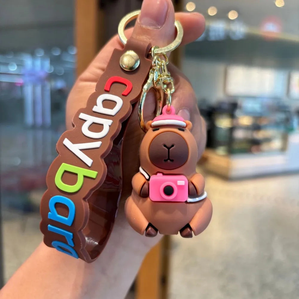 Cute Capybara Animal Keychains For Creative Car Keychain Cartoon Capibala Pendant Women Doll Keyring Charm Holiday Gifts Jewelry