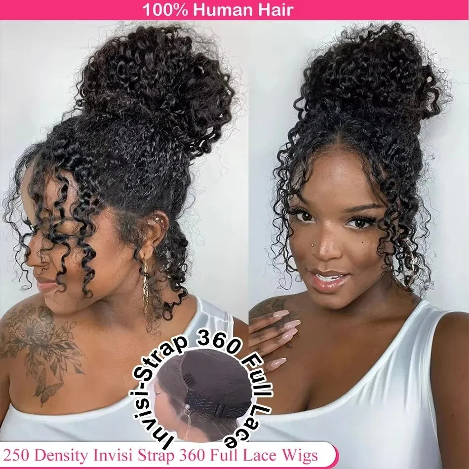 Highlight 360 Full Lace Wig Human Hair Pre Plucked Hd Deep Wave Frontal Wig Invisible Drawstring Curly Human Hair Wigs 3032 Inch