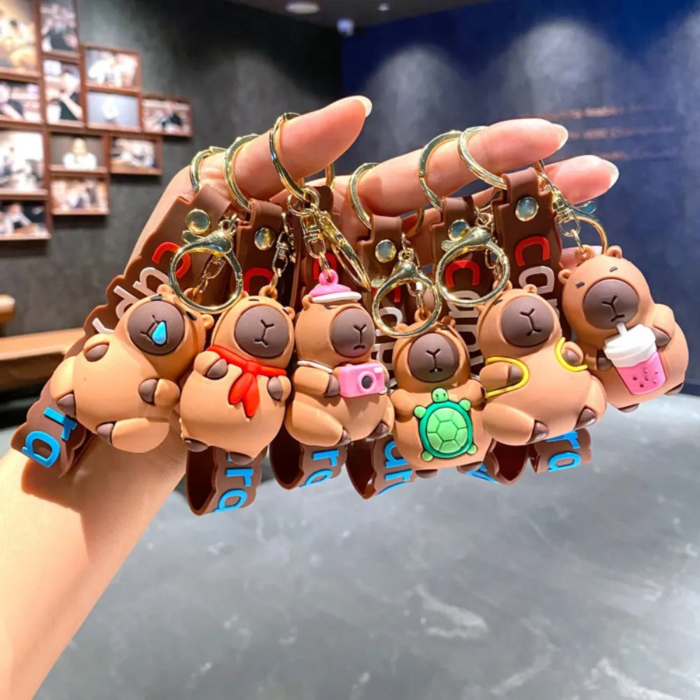 Cute Capybara Animal Keychains For Creative Car Keychain Cartoon Capibala Pendant Women Doll Keyring Charm Holiday Gifts Jewelry
