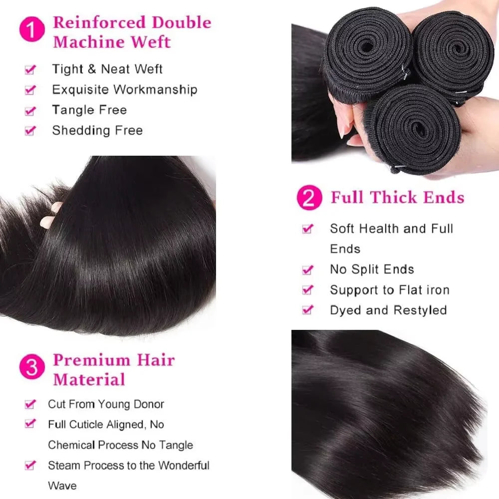 40 50 Inch Body Wave Bundles 100% Brazilian Human Hair 16A 4 5 Bundle Black Remy Raw Virgin Human Hair Double Bundles Extensions