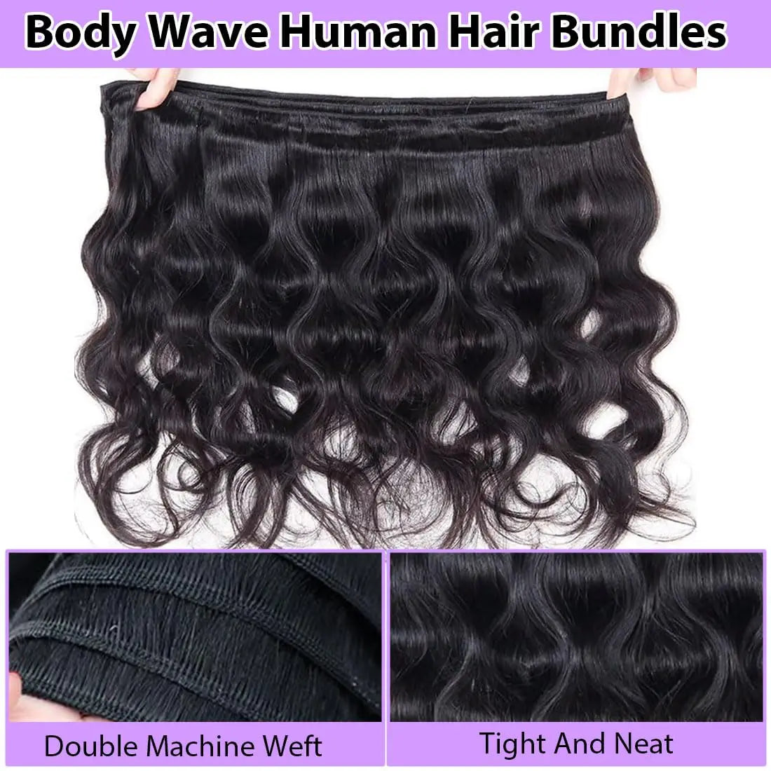 Human Hair Bundles Body Wave Human Hair 1 3 Bundles Human Hair Extensions Real Human Hair Bundles Natural Black Color Bundles