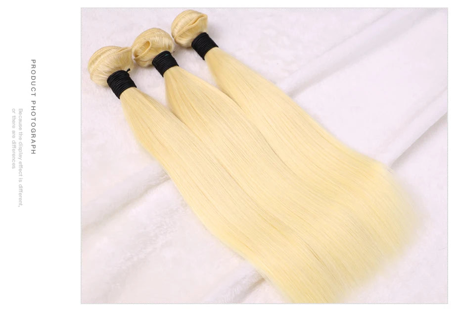 613 Blonde 1/3/4 Brazilian Hair Bundles Straight Weave Remy 100% Human Hair Weft 24 26 28 30 32 34 36 38 40 Inch Bundle Weaving