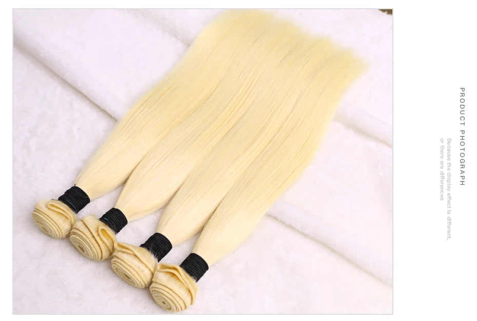 613 Blonde 1/3/4 Brazilian Hair Bundles Straight Weave Remy 100% Human Hair Weft 24 26 28 30 32 34 36 38 40 Inch Bundle Weaving