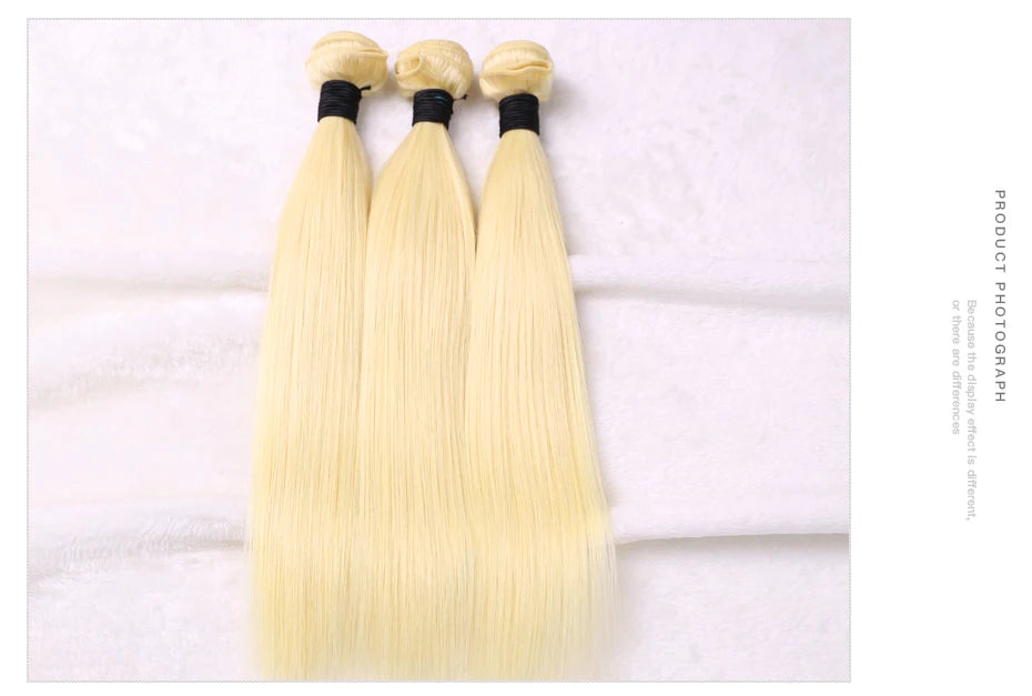 613 Blonde 1/3/4 Brazilian Hair Bundles Straight Weave Remy 100% Human Hair Weft 24 26 28 30 32 34 36 38 40 Inch Bundle Weaving