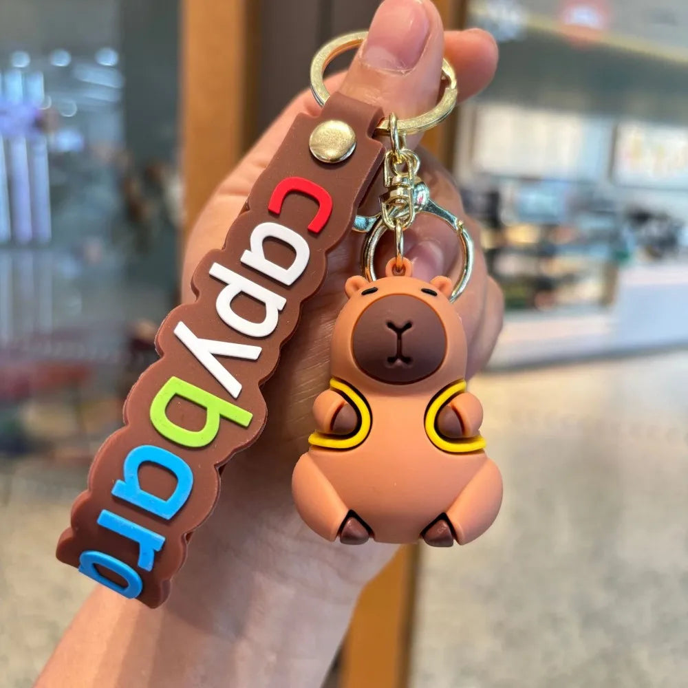 Cute Capybara Animal Keychains For Creative Car Keychain Cartoon Capibala Pendant Women Doll Keyring Charm Holiday Gifts Jewelry