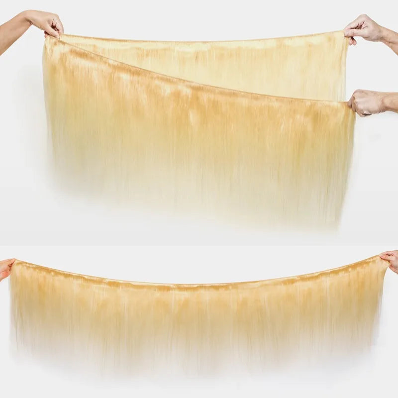 613 Blonde 1/3/4 Brazilian Hair Bundles Straight Weave Remy 100% Human Hair Weft 24 26 28 30 32 34 36 38 40 Inch Bundle Weaving