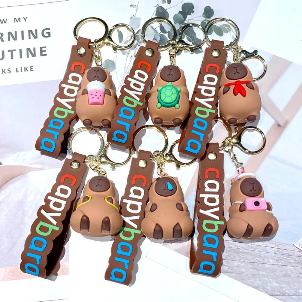 Cute Capybara Animal Keychains For Creative Car Keychain Cartoon Capibala Pendant Women Doll Keyring Charm Holiday Gifts Jewelry