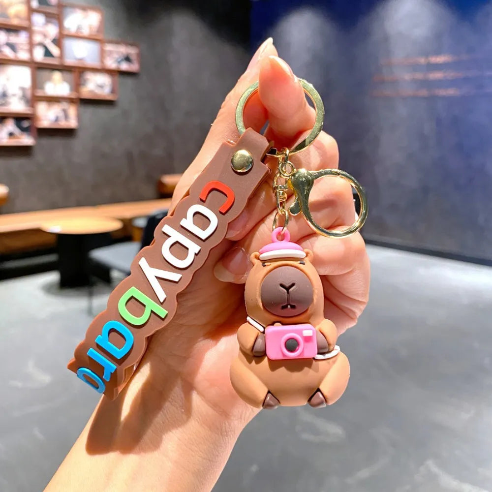 Cute Capybara Animal Keychains For Creative Car Keychain Cartoon Capibala Pendant Women Doll Keyring Charm Holiday Gifts Jewelry