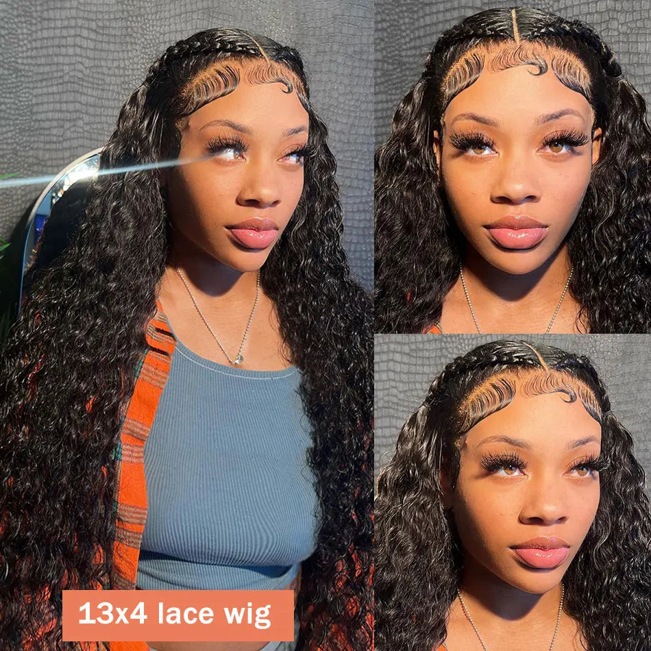 40 42 Inch Curly Lace Front Human Hair Wigs For Black Women Pre Plucked Transparent 13x4 Deep Wave Frontal Wig 13x6 Hd Lace Wig