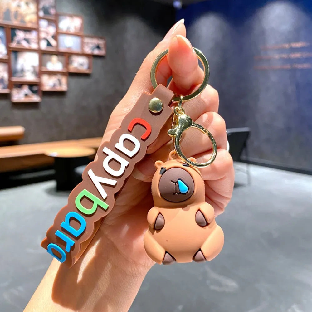 Cute Capybara Animal Keychains For Creative Car Keychain Cartoon Capibala Pendant Women Doll Keyring Charm Holiday Gifts Jewelry