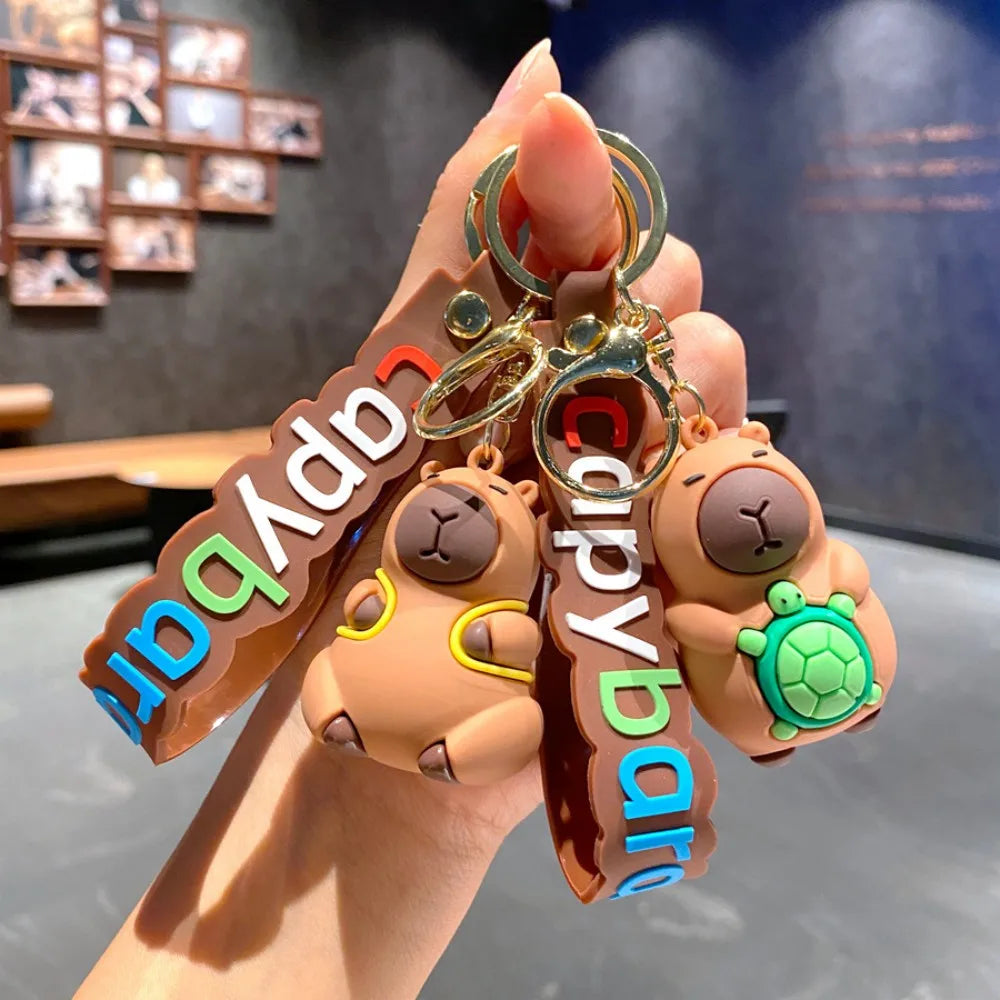 Cute Capybara Animal Keychains For Creative Car Keychain Cartoon Capibala Pendant Women Doll Keyring Charm Holiday Gifts Jewelry