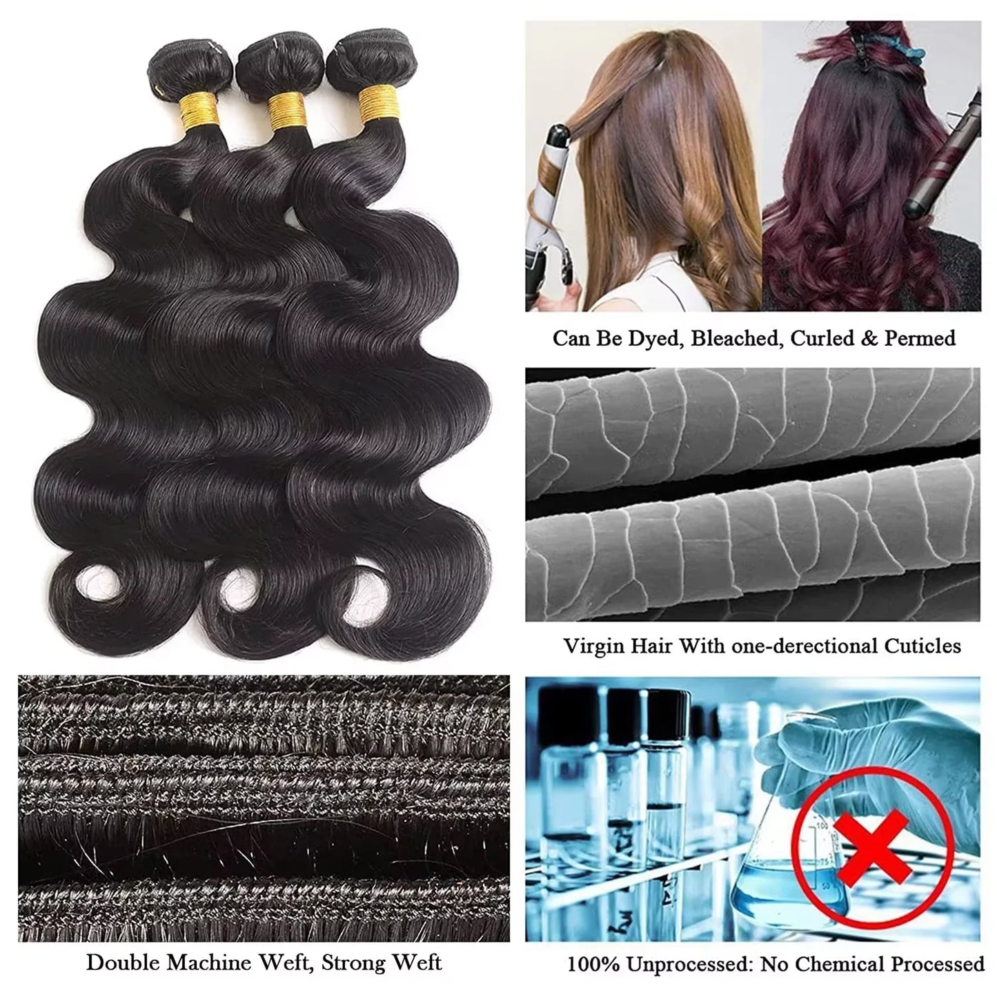 40 50 Inch Body Wave Bundles 100% Brazilian Human Hair 16A 4 5 Bundle Black Remy Raw Virgin Human Hair Double Bundles Extensions