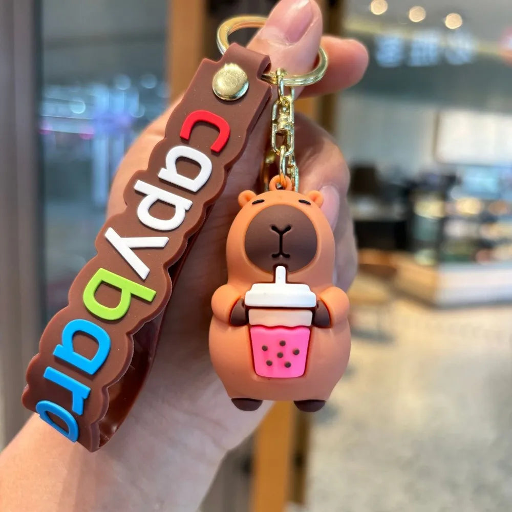 Cute Capybara Animal Keychains For Creative Car Keychain Cartoon Capibala Pendant Women Doll Keyring Charm Holiday Gifts Jewelry