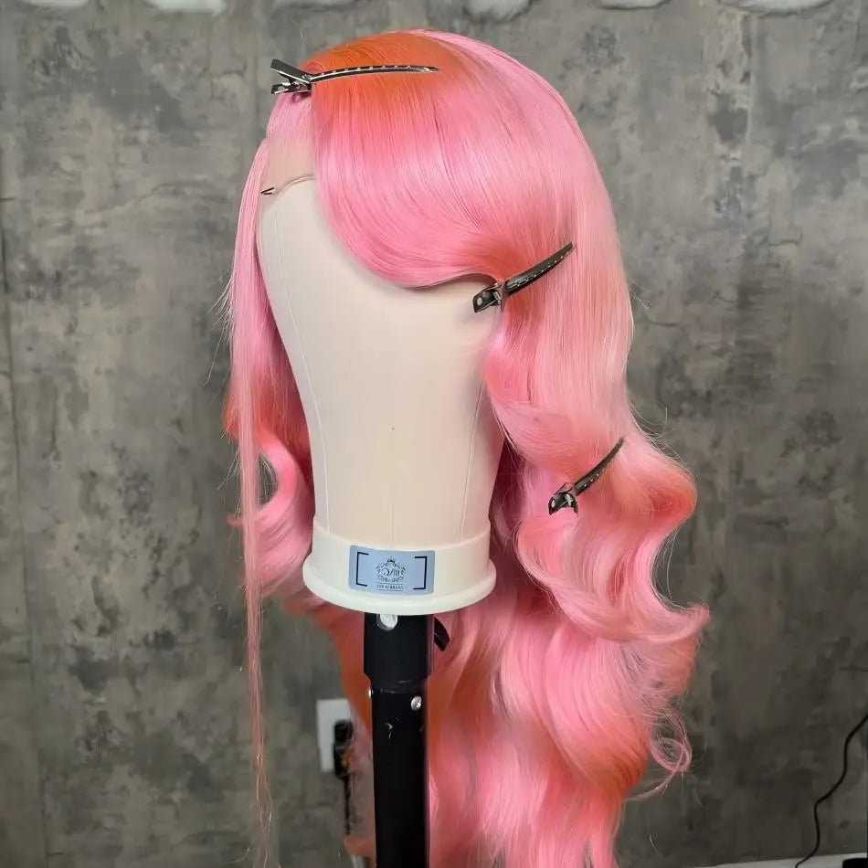 Pink Wig Body Wave Human Hair Wigs 13X6 Hd Lace Frontal Wig 30 32 Inch 13X4 Lace Front Wigs 250 Density Brazilian Hair